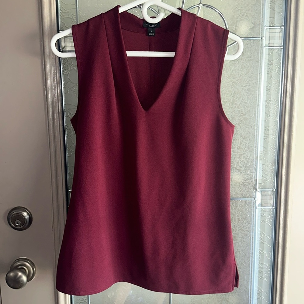 Ann Taylor Sleeveless Maroon Blouse Small